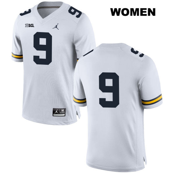Women's NCAA Michigan Wolverines Donovan Peoples-Jones #9 No Name White Jordan Brand Authentic Stitched Football College Jersey HE25H20TV